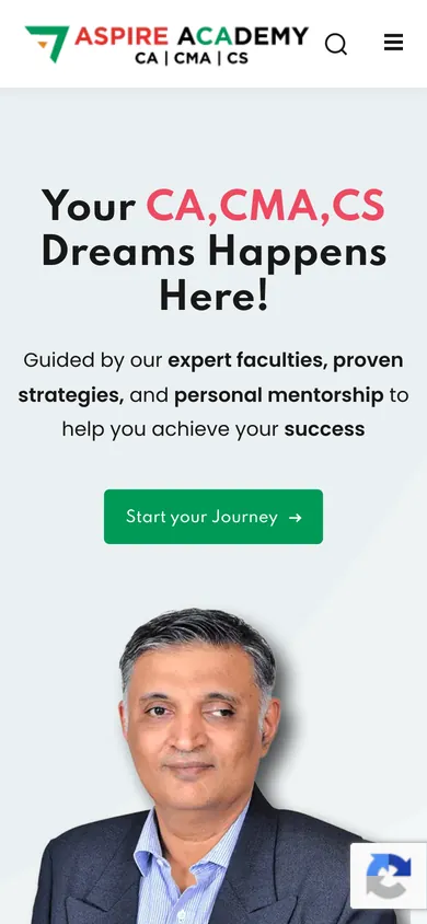 Screenshot of Aspire Academy’s website home page on a phone