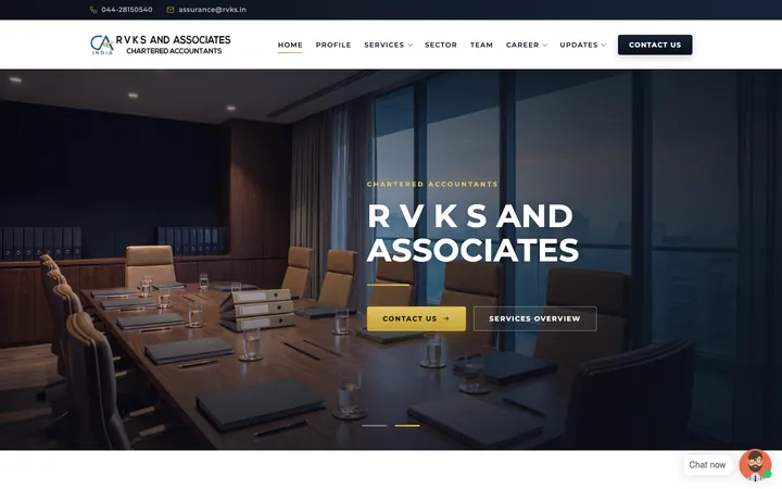 Screenshot of RVKS & Associates’ website home page