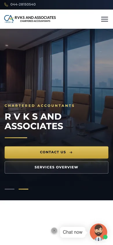 Screenshot of RVKS & Associates’ website home page on a phone